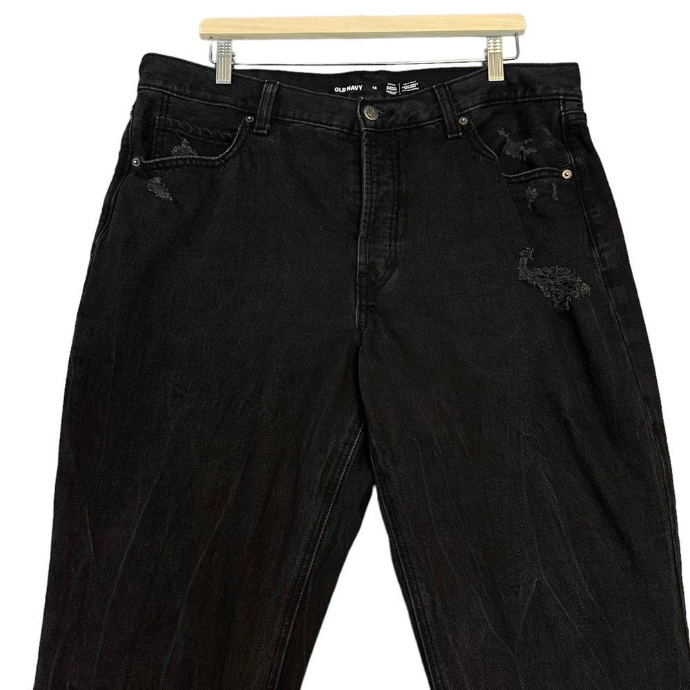 Old Navy | High Rise Slouchy Straight Jeans Black Button Fly Size 16‎ - Picture 3 of 13